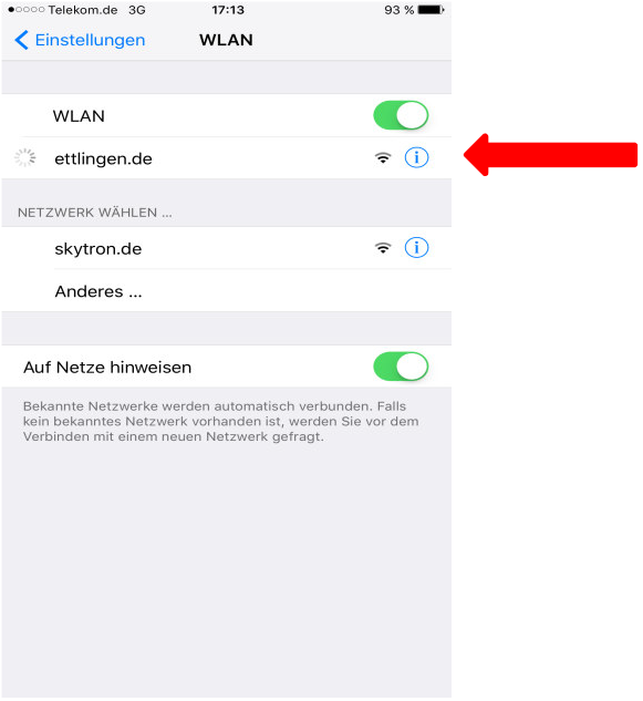 How to use free WIFI Ettlingen